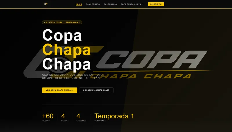 Copa Chapa Chapa — Plataforma de simracing con clasificaciones en vivo